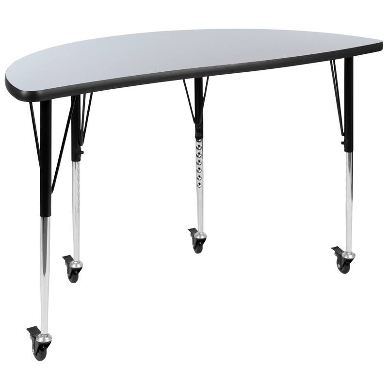 2 Piece Mobile 47.5" Circle Flexible Grey Adjustable Activity Table Set