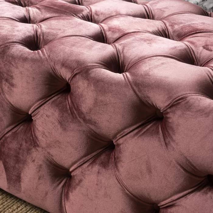 Button-Tufted Ottoman Bench Velvet Bench Upholstered Footrest with Wood Legs and Padded Seat for Living Room, End of Bed