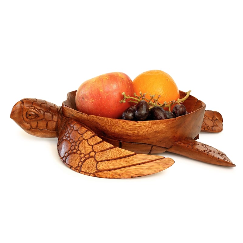 Wooden Handmade Turtle Serving Fruit Decorative Bowl Centerpiece Hand Carved Art Home Decor Decoration Artwork Handcrafted Gift