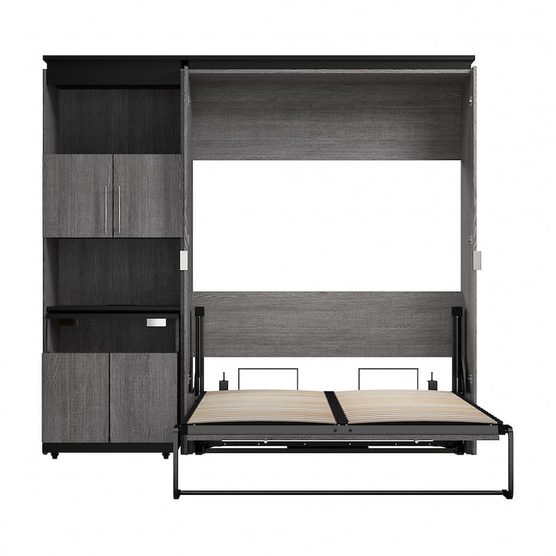 Orion Full Murphy Bed with Storage Cabinet and Fold-Out Desk by Bestar