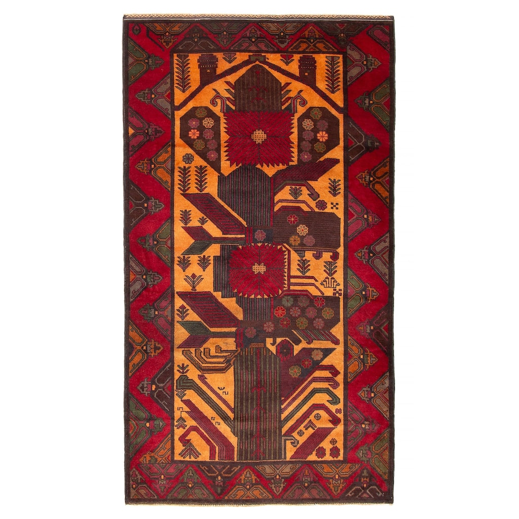 ECARPETGALLERY Hand-knotted Baluch Burnt Orange Wool Rug - 3'8 x 6'8