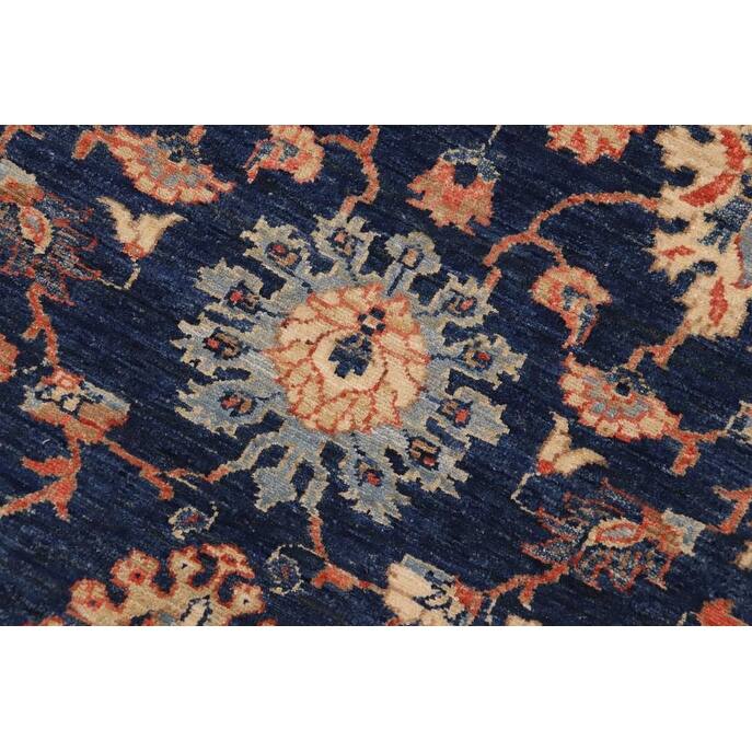 Oriental Ziegler Leone Blue Rust Hand-knotted Wool Rug - 7'8" x 10'3"