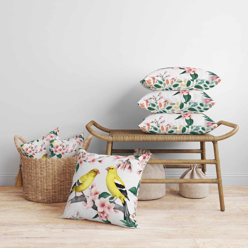 Goldfinch Haven Faux Suede Reversible Throw Pillow White and Pink
