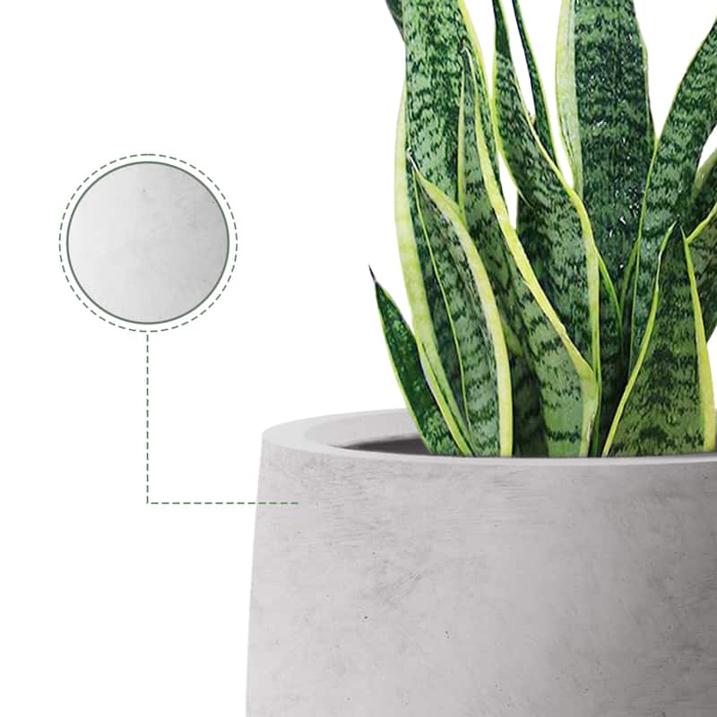 Plantara 22"H Natural Tall Concrete planter, Modern Decorative Pot with Drainage Hole & plug, Round Plant pot for Outdoor