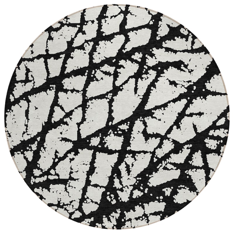 Machine Washable Indoor/ Outdoor Abstract Contemporary Chantille Rug