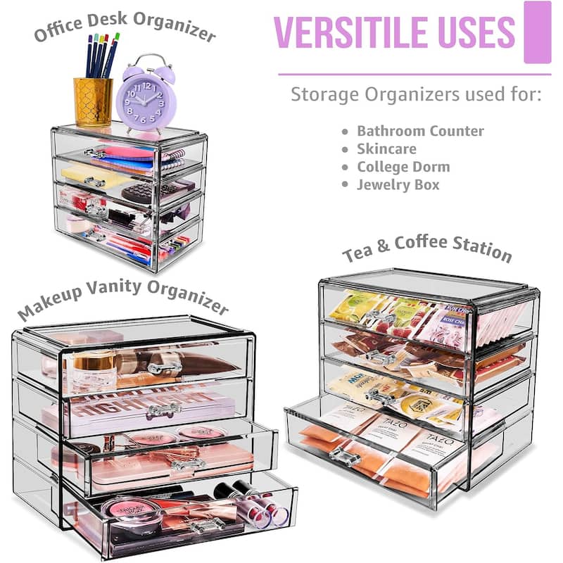 Sorbus Acrylic Cosmetics Makeup and Jewelry Storage Case Display– 4 Large Drawers - 9.25" x 5.375" x 7.875"