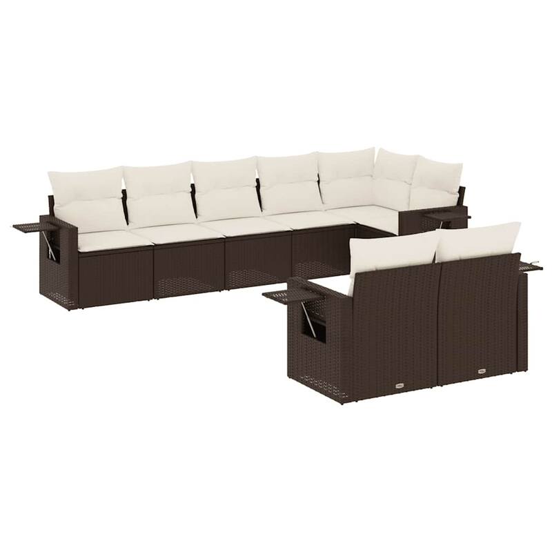 vidaXL Patio Sofa Set with Cushions Outdoor Conversation Furniture Poly Rattan