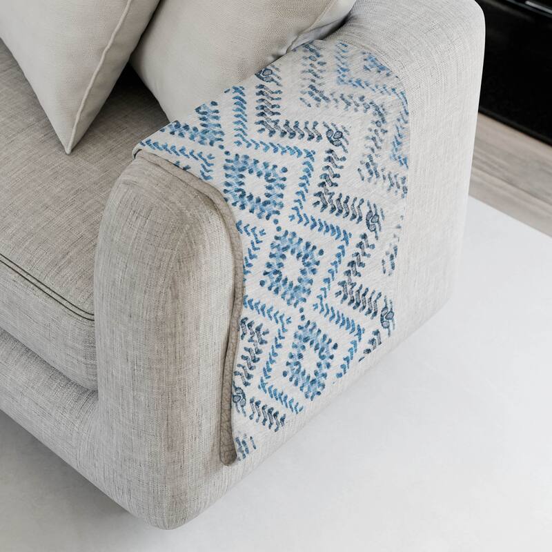 Premium Machine Washable Boho Global Sherpa Throw Blanket - Blue - 4'2" x 5'10"