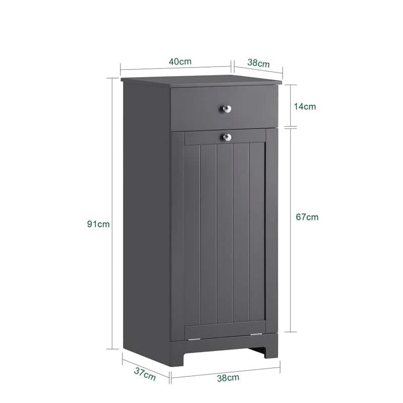 Haotian BZR21-W, Bathroom Laundry Basket Storage Cabinet Unit With Drawer