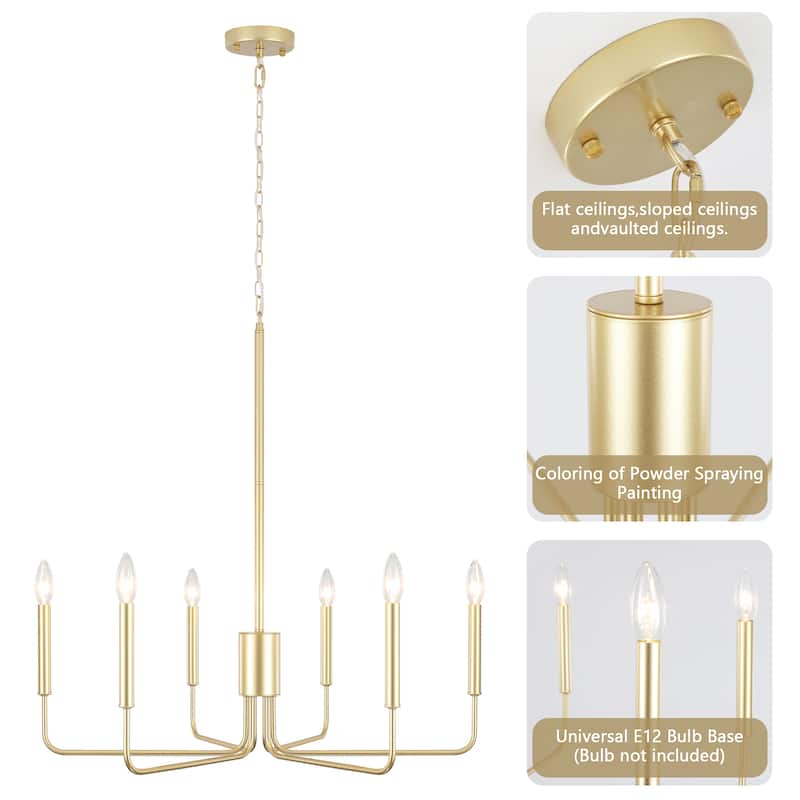 6-Light 29.52-inch Farmhouse Candle Chandelier for Foyer Kitchen Bedroom