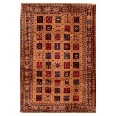 ECARPETGALLERY Hand-knotted Teimani Brown Wool Rug - 6'4 x 9'4