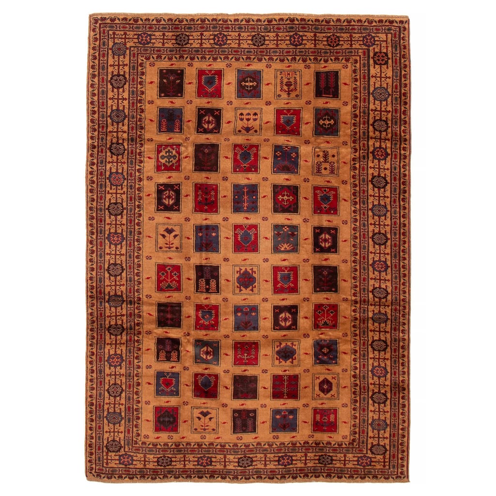 ECARPETGALLERY Hand-knotted Teimani Brown Wool Rug - 6'4 x 9'4
