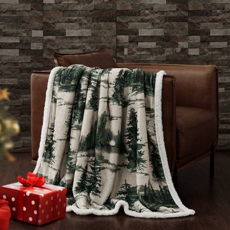 Indigo Hill by HiEnd Accents Campfire Sherpa Fleece Throw, 1PC or 3PC - 1-Piece - Joshua