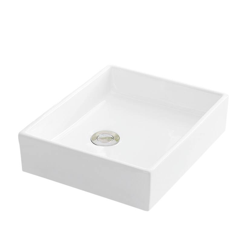 Karran VC-503-WH Valera 16" Vitreous China Vessel Bathroom Sink in White with Faucet and drain in Matte Black