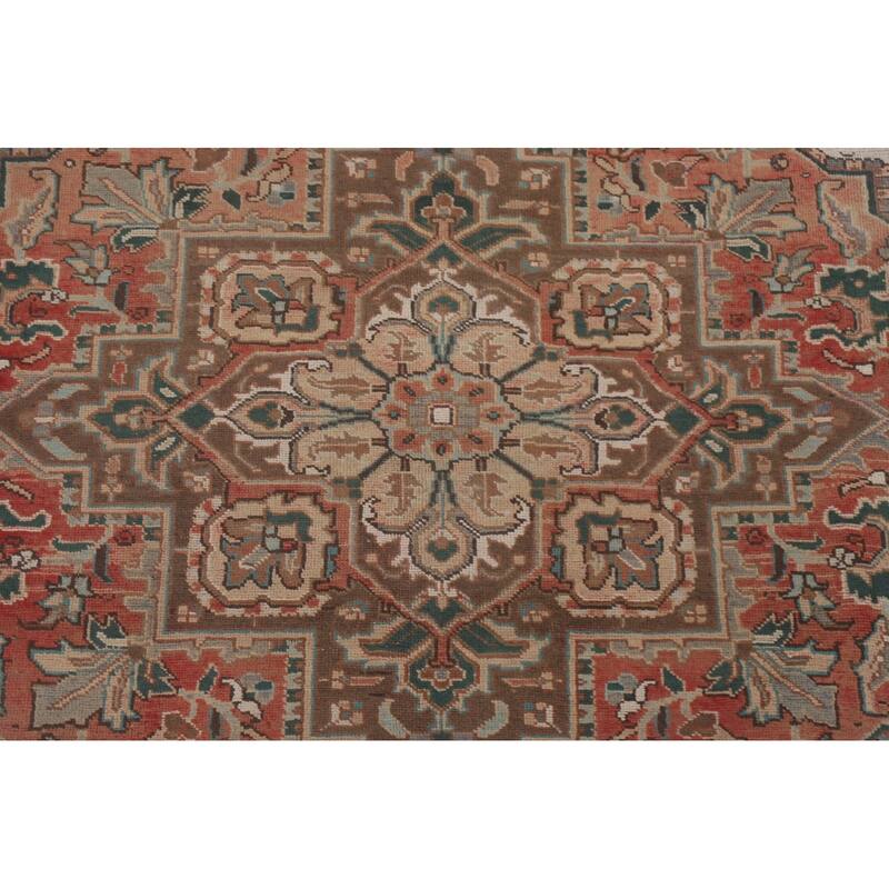 Hand Knotted Oriental 100% Wool Carpet Traditional Medallion Red Heriz Area Rug - 11' 5'' X 8' 5''