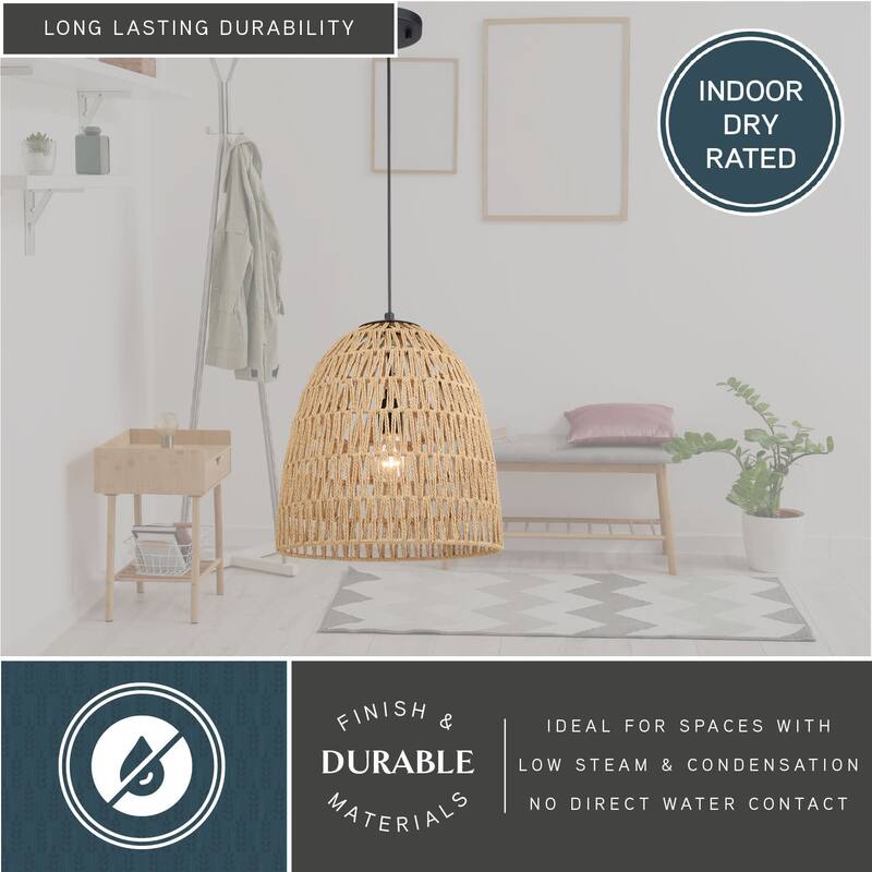 Vaxcel Lighting P0404 Nassau 14" Wide Pendant with Woven Rope Shade