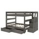 preview thumbnail 24 of 22, Max and Lily Modern Farmhouse Queen Over Queen Bunk Bed With Staircase and Storage Drawers