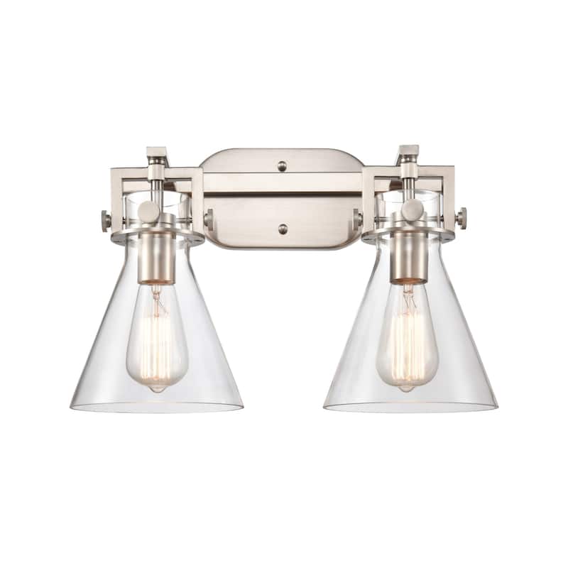 Innovations Lighting 411-2W-12-17 Cone Vanity Cone 2 Light 17" Wide - Brushed Satin Nickel / Clear