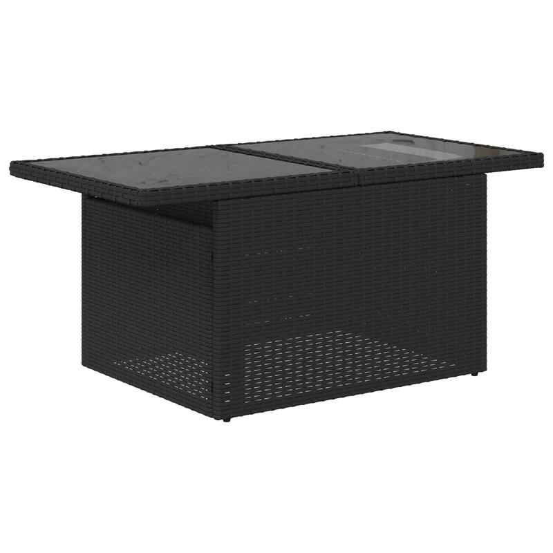 vidaXL 10 Garden Sofa Set with Cushions Black/Brown/Grey Poly Rattan - 113.8 x 70.5 x 27.2