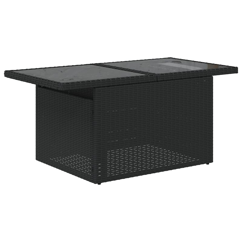 vidaXL 7/8 Garden Sofa Set with Cushions Black/Brown/Grey Poly Rattan - 113.8 x 48.8 x 27.2
