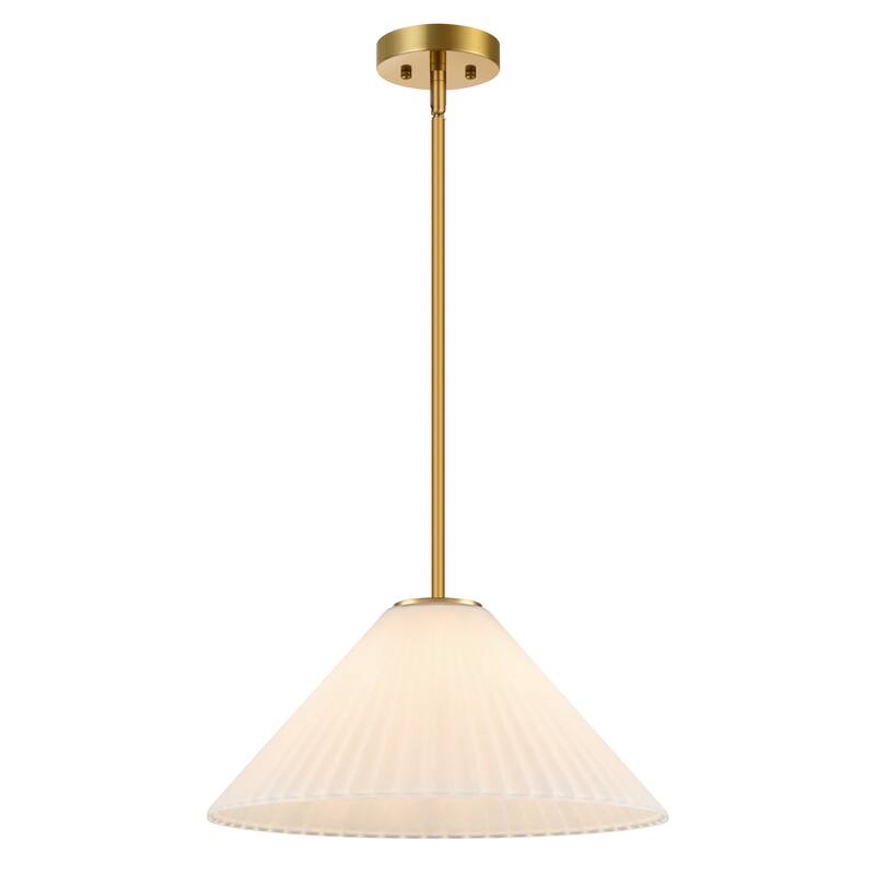 LamQee 1 -Light Metal Cone Pendant Light Adjustable Hanging Lighting - 15.7inch - White