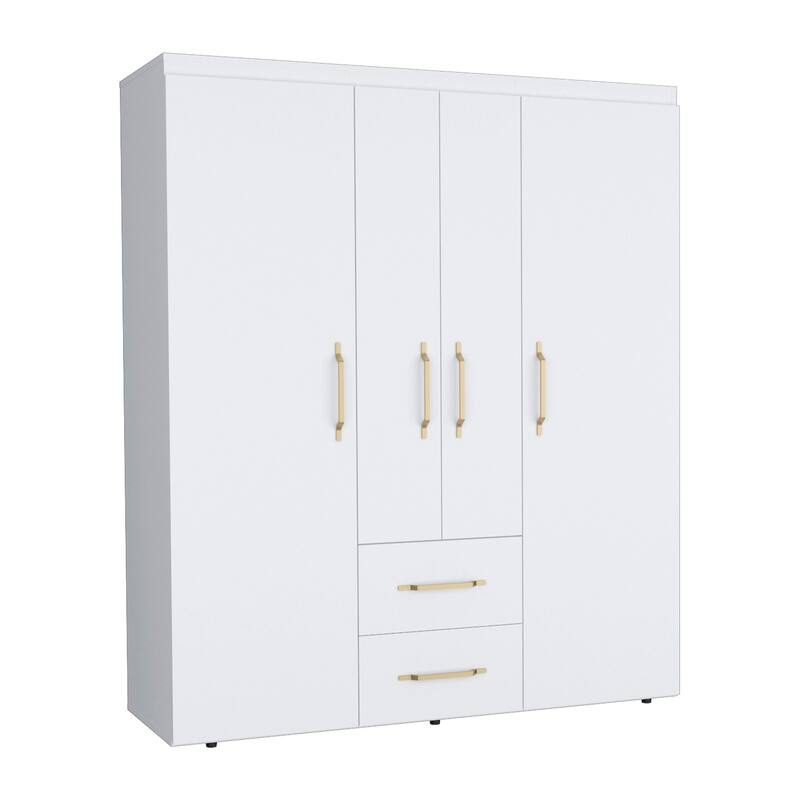 Bariloche Armoire with Hanging Rods, Shelves, 2 Drawers