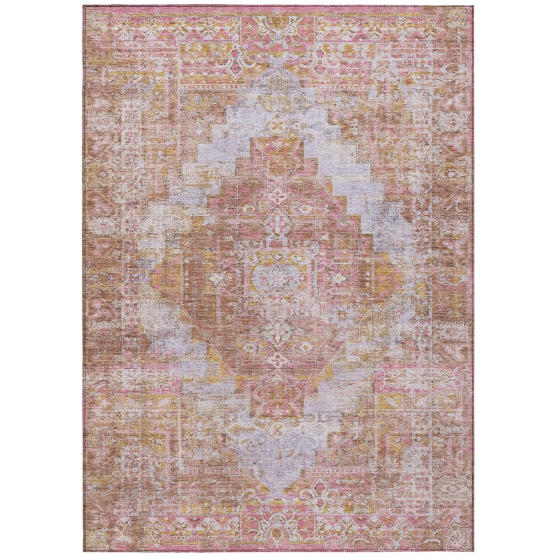 Machine Washable Indoor/Outdoor Traditional Global Chantille Rug