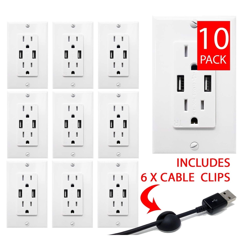Pack of 5 2 Gang 2 Way Light Switch White Plastic Double Beveled