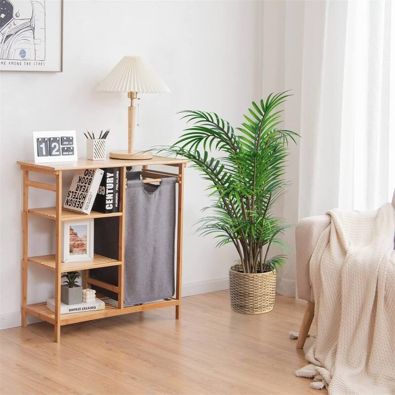 Bamboo Laundry Hamper Stand - 31.5"L x 13.5"W x 32"H