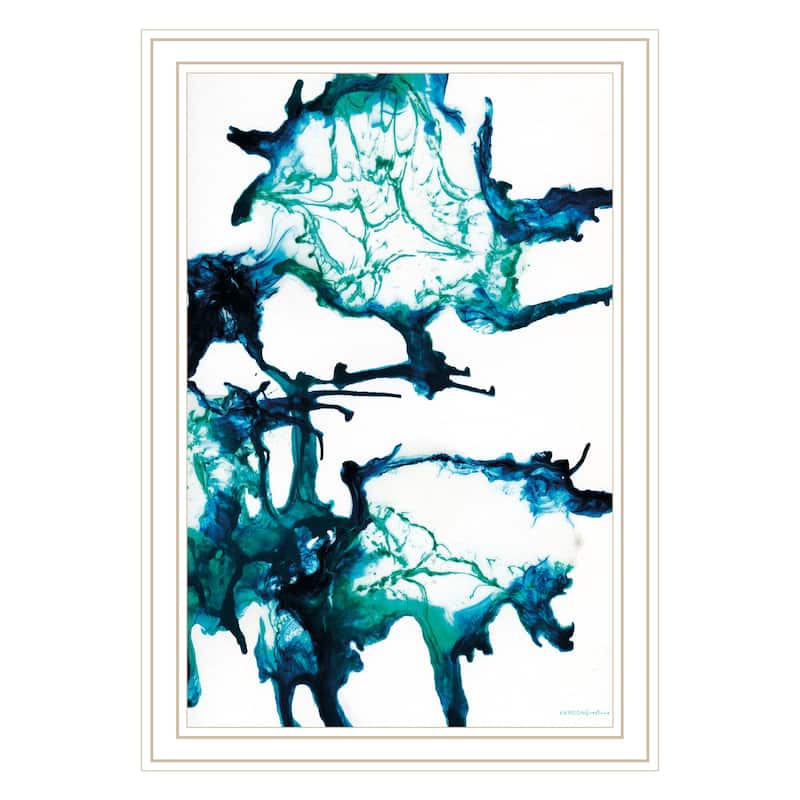 TrendyDecor4U Coastal "Ocean Living 1" Framed Print Wall Art - White
