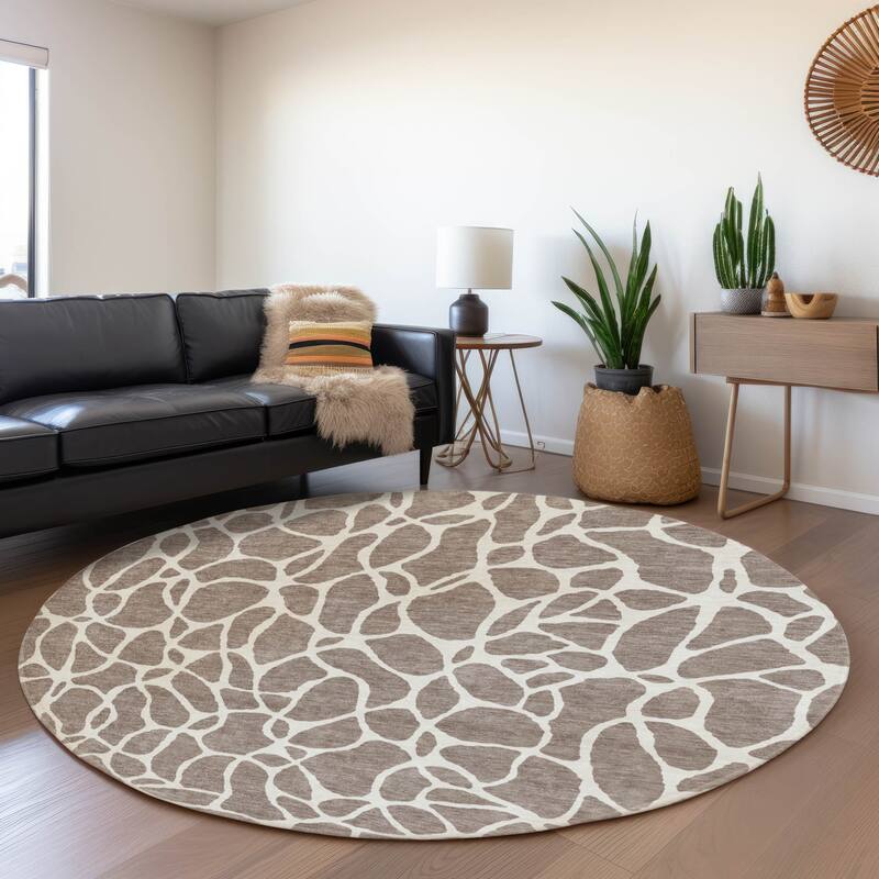 Premium Washable Super Soft Contemporary Ellie Mayfield Rug - Taupe - 8' x 8'