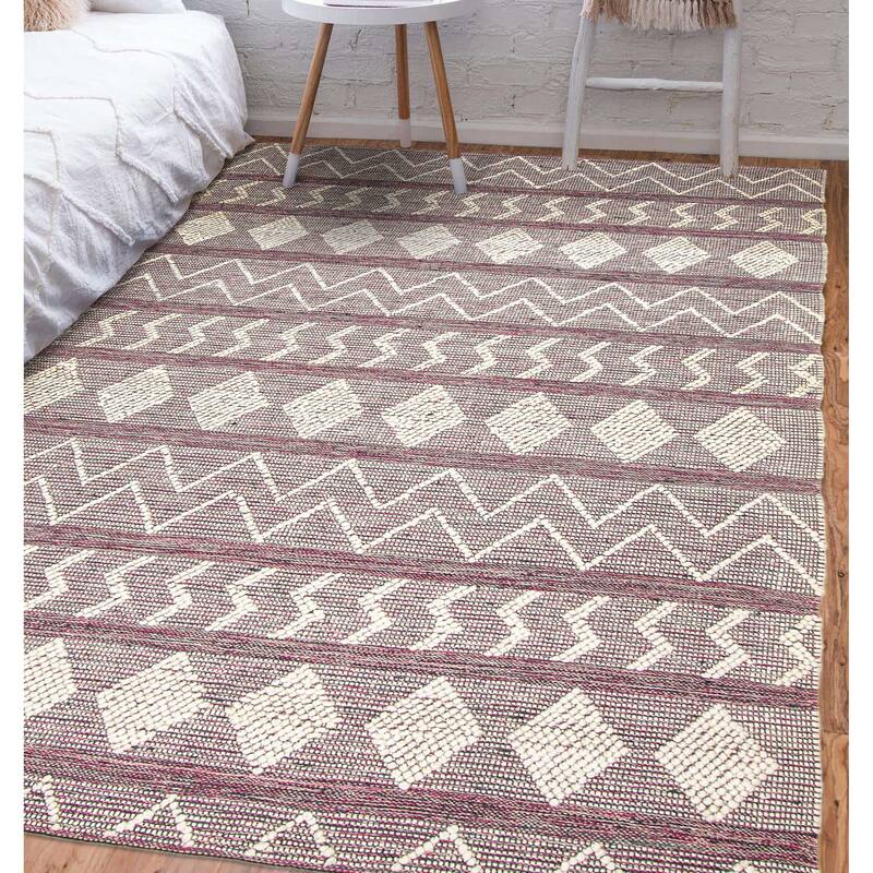 ECARPETGALLERY Braid weave Sienna Pink Wool Rug - 5'11 x 9'2