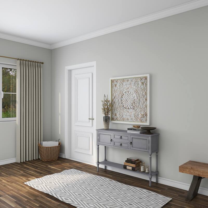 Brown Metal Embossed Mandala Scroll Floral Home Wall Decor with Gray Backing and White Wood Frame