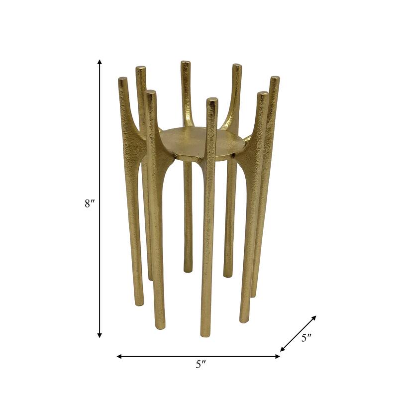 Sagebrook Home Modern Metal, Candleholder With Spike Legs, Gold, Novelty