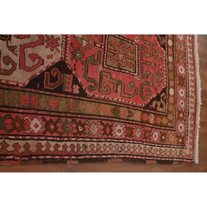Vegetable Dye Kazak Oriental Antique Runner Rug Handmade Wool Carpet - 4'3" x 10'10"