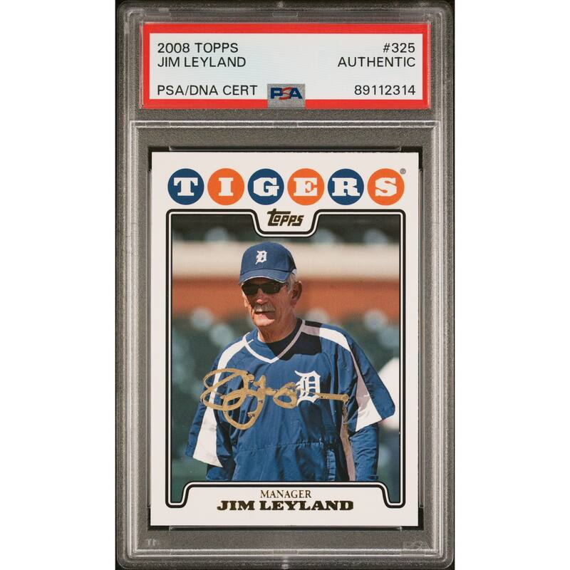 Jim Leyland 2008 Topps Signed Baseball Card #325 Auto PSA 89112314 - 8'6" x 11'6"