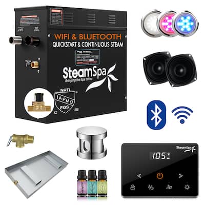 Black Series Steam Bath Generator with Fully Wireless Remote, BLUETOOTH, WIFI, and Auto Drain - 7.5 KW