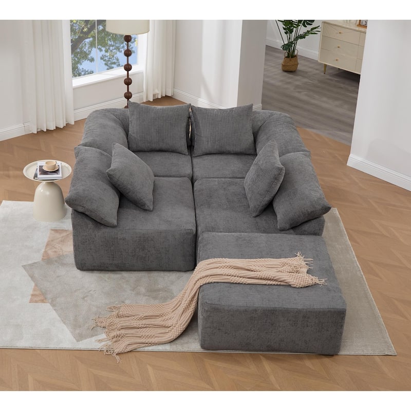 142" L Shaped Modular Sectional Sofa No Assembly