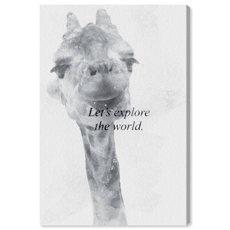 Wynwood Studio Canvas Animals Lets Explore the World Gray and Light Gray Modern & Contemporary Wall Art Canvas Print