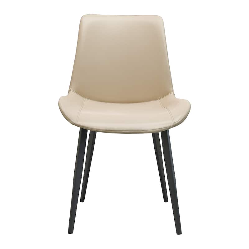 Beige PU Leather Dining Chair with Metal Legs, Modern Upholstered Chair Set of 4 for Kitchen, Restaurant, Living, Meeting Room