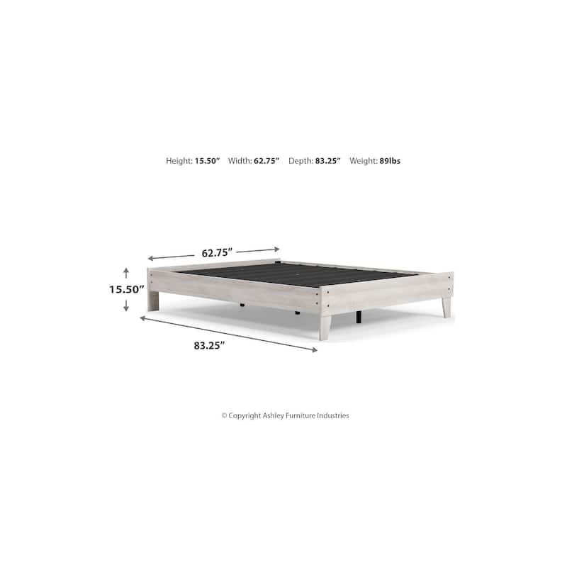 Signature Design by Ashley Shawburn Whitewash Platform Bed with 2 Nightstands