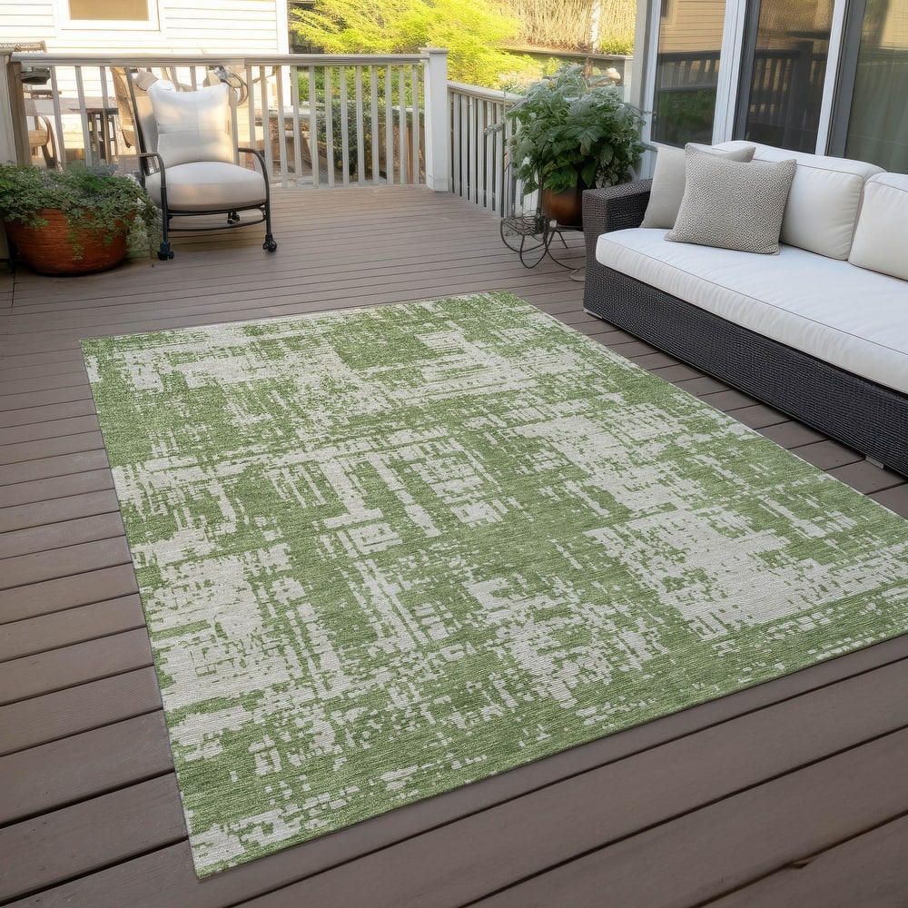 Machine Washable Indoor/ Outdoor Chantille Abstract Solid Rug