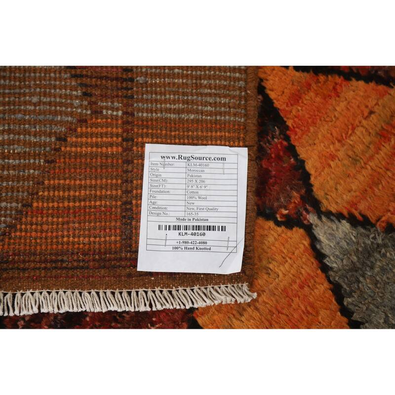 Tribal Trellis Moroccan Oriental Area Rug Handmade Wool Carpet - 6'9" x 9'8"