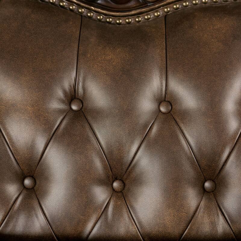 Furniture of America Beatrice Traditional Brown Arm Chair with Button Tufted Back and Accent Pillows