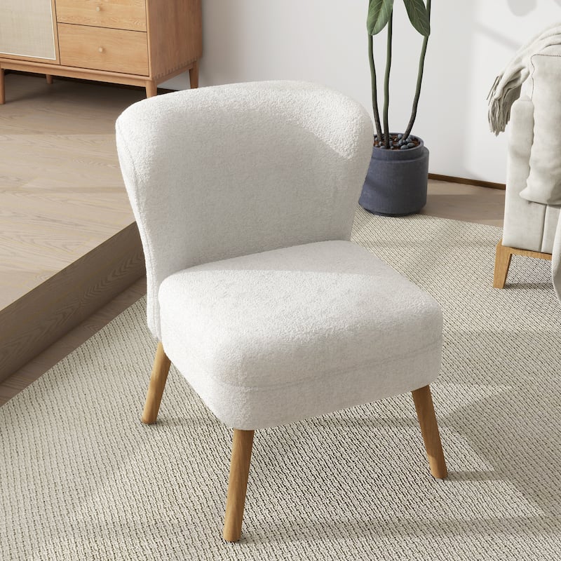 Linen Armless Accent Chair Slipper Chair