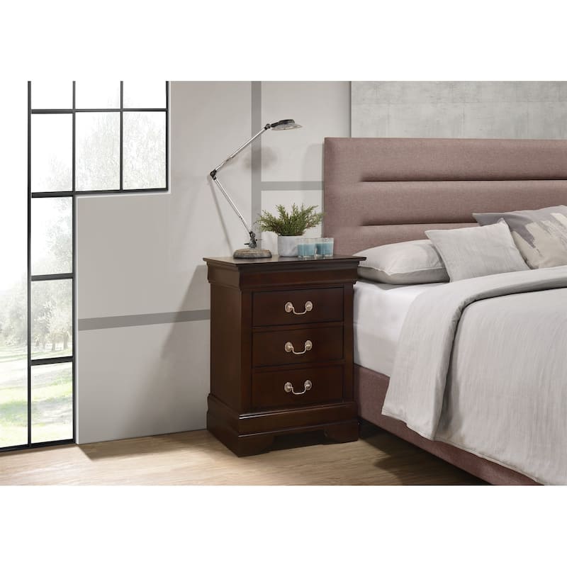 Modern 3-Drawer Nightstand - Bedside Table with Metal Handles - 29" Height