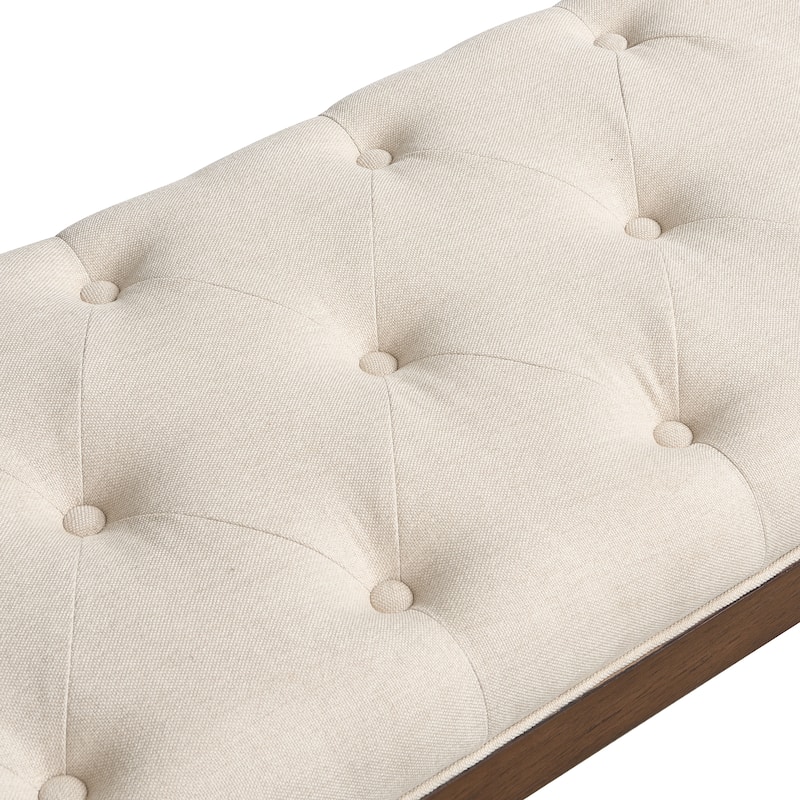 Christopher Knight Home - Valen Classic Tufted Upholstered Bench with Curved Arms and Solid Wood Frame