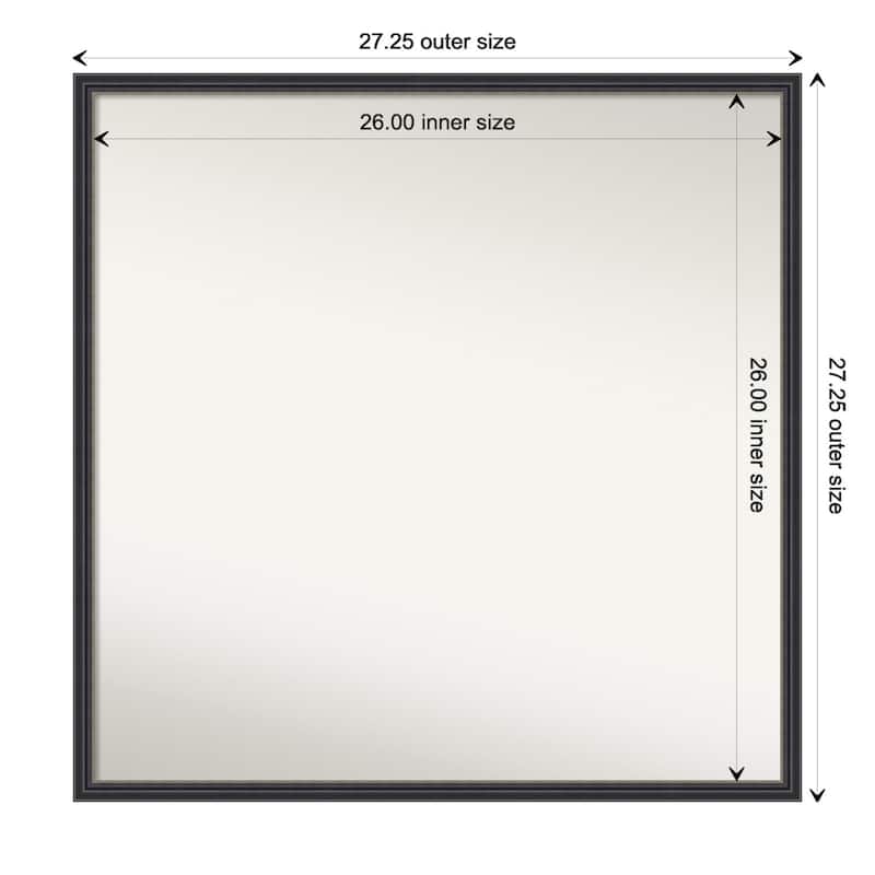 Stylish Black Narrow Non-Beveled Wood Framed Bathroom Vanity Wall Mirror - Stylish Black Narrow - Glass Size 26x26