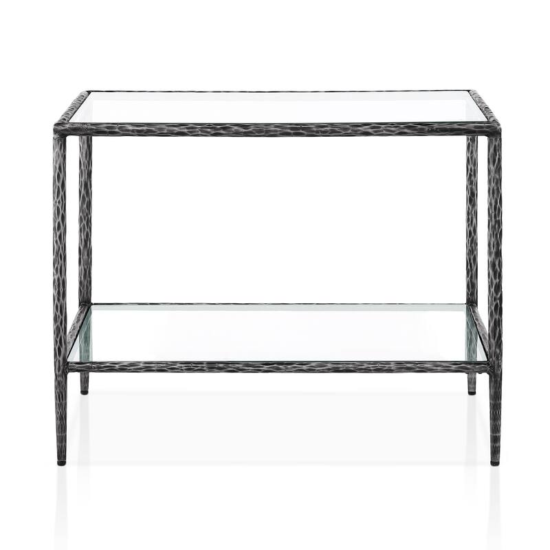 247 Shop At Home Lalia Modern Hammered Metal 2-Piece 1-Shelf End Table Set