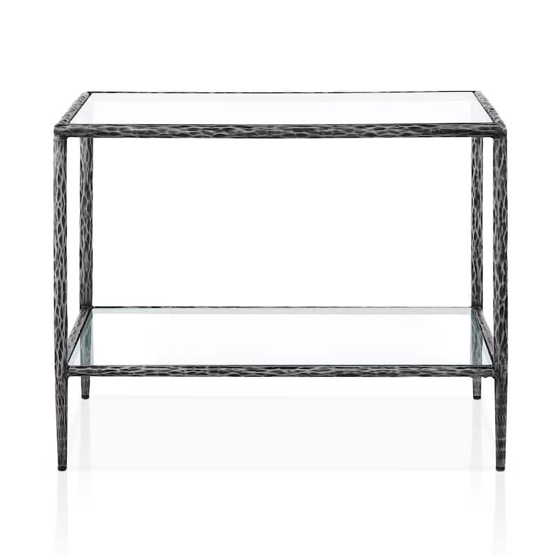 247 Shop At Home Lalia Modern Hammered Metal 1-Shelf End Table